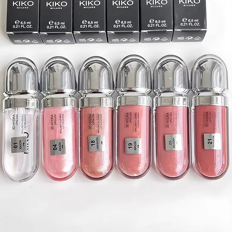KIKO 3D Hydra Lipgloss Mirror Lip Glaze Shimmer Moisturizing Pearlescent Color Liquid Lip Gloss Plump Glossy Non Stick Cup Balm