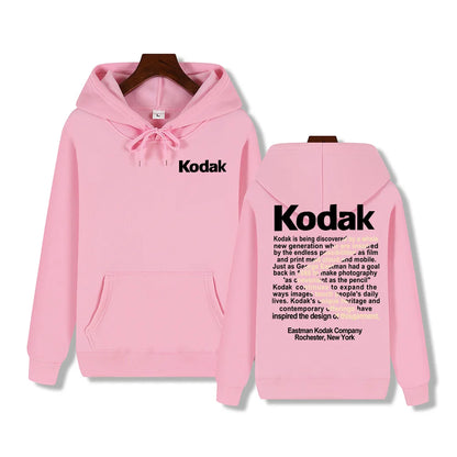Kodak Print Fashion Men‘s Sportswear Autumn Winter Daily Street Casual Comfortable Loose Sports Hoodie
