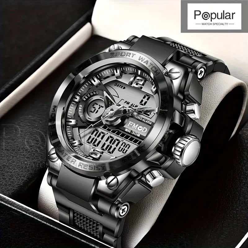 Digitale Herren-Stahl-Militär-Armbanduhr LED Quarz-Uhr Sportuhr Herren Große Uhren Herren Relogios Masculino
