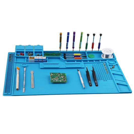 Lötstation Matte Silikon Arbeitsmatte Hitzebeständig 500°C Antistatische Magnetische Matte für Elektronik Telefon Laptop Uhrenreparatur