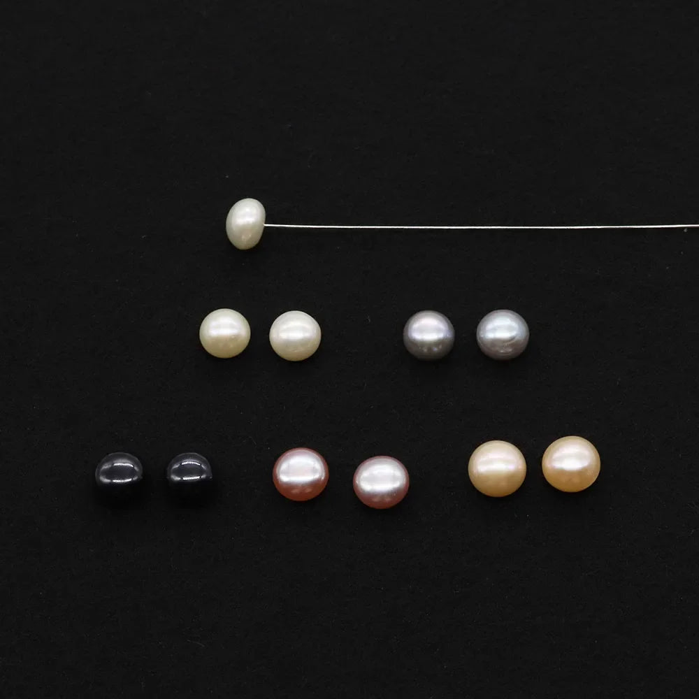 Bread Shape Beads Natural Freshwater Pearls Half Hole Diy Jewelry Making Women's Earrings Necklace Pendant Accessories