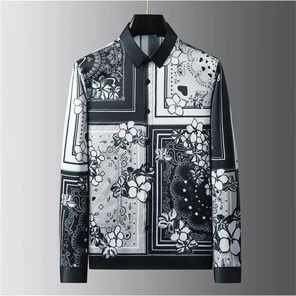 Luxury Printed Shirt Men's Long Sleeve Slim Casual Shirt High Quality Fashionable Popular Extra Large Size No-Iron Men's XS-6XL