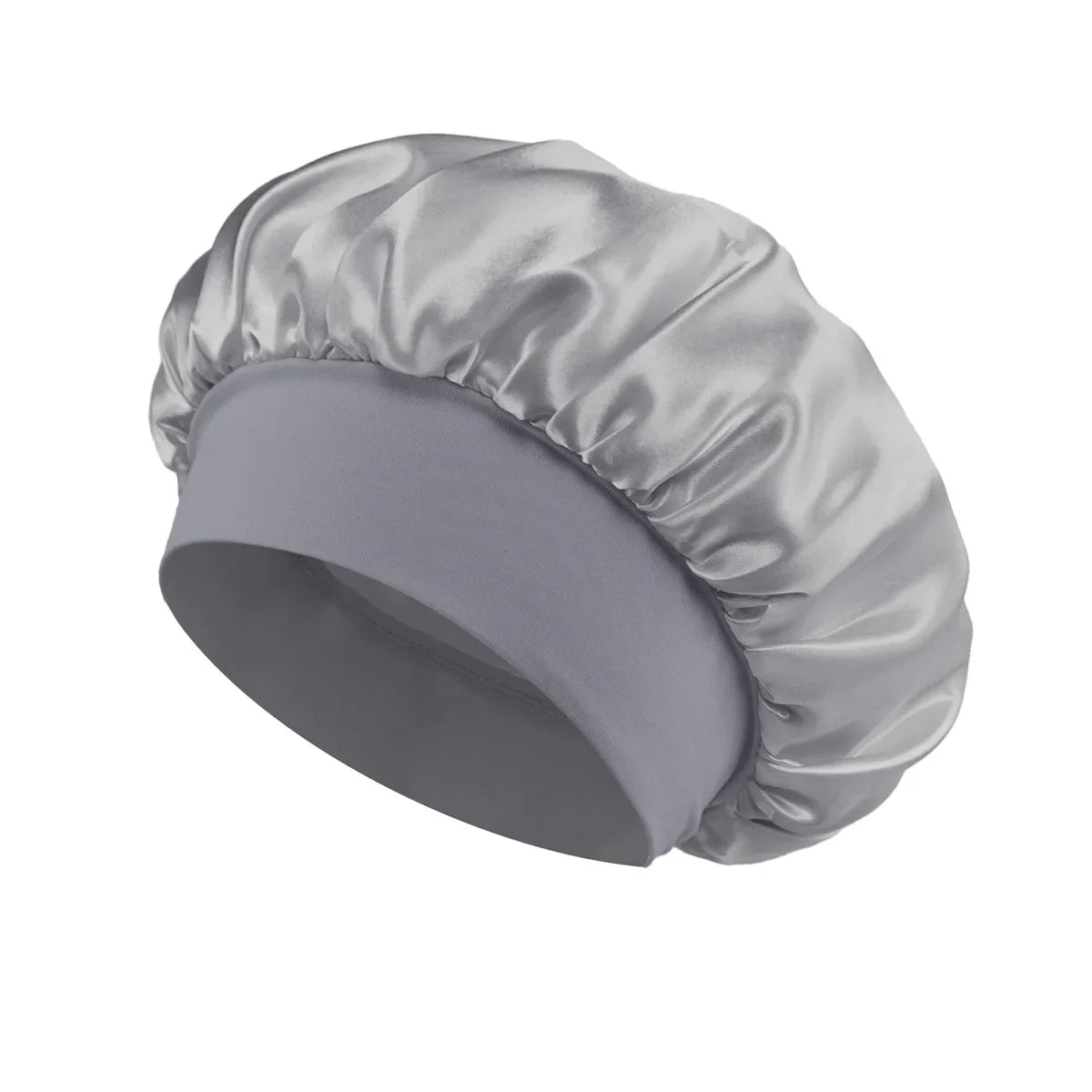 Damen Satin Haube Schlafhaube Haarpflege Seidenhaube Einfarbige breitkrempige Schlafhaube mit elastischem weichen Band