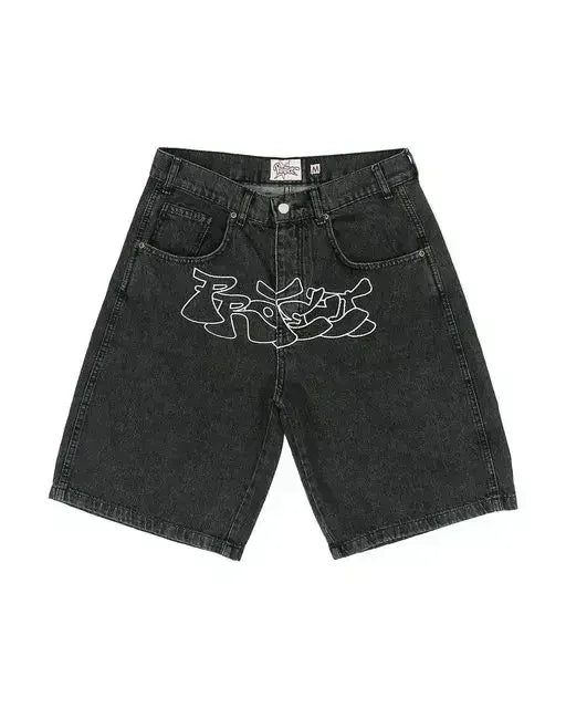 Retro Jeans Popular Patch Shorts Embroidered Willow Loose Casual Jean Shorts