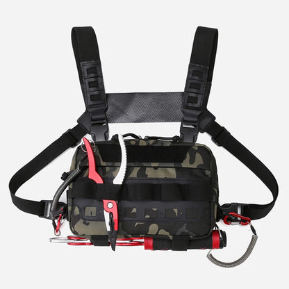 Anglerweste Angeltasche Herren Camo Angelköder Utility Brusttasche Bauchtasche Outdoor Bergsteigen Camping Wandern Jagen