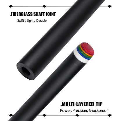 Professional Low Deflection Pool Cue with Fiberglass Front - 12.5mm Anti-Explosion Tip, Fast 3-Thread Stainless Joint (Includes