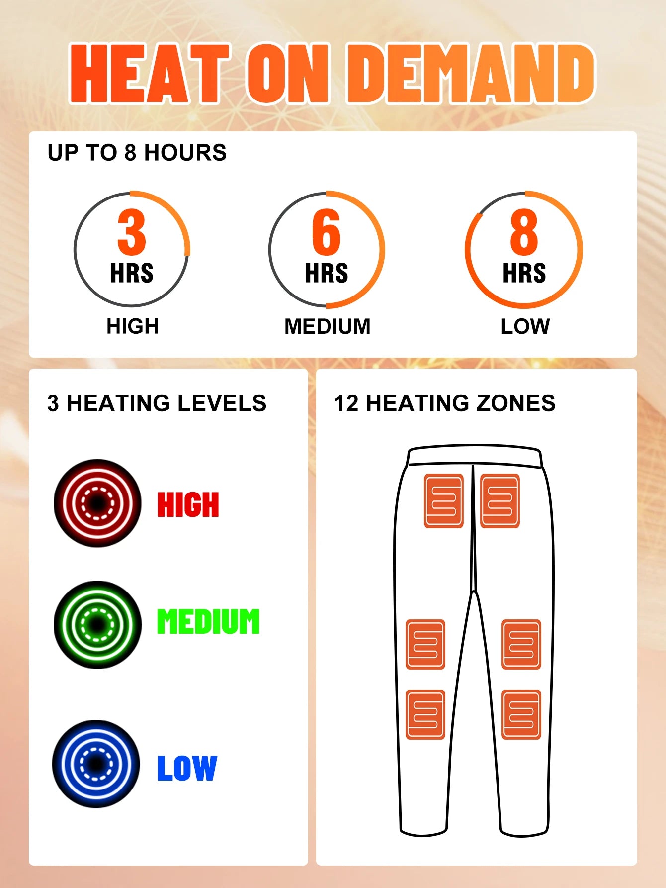 USB Electric Heated Winter Pants Thermal Hiking Ski Sports Warm Wearable Heating Technology for Outdoor Camping Trekking