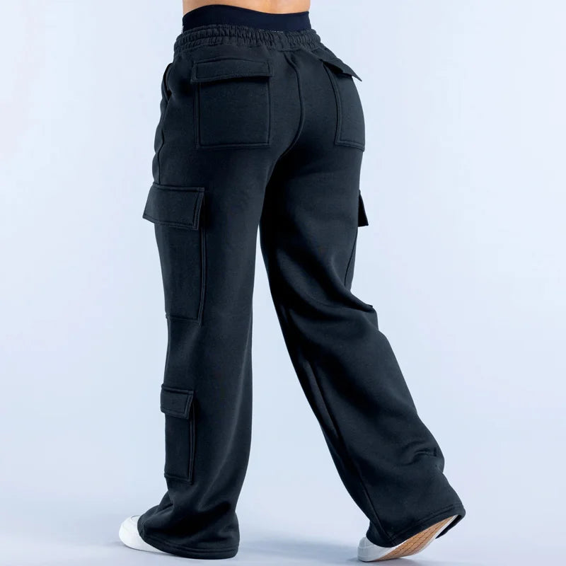 Men's Casual Pants Multiple Pockets American Style Work Pants Women Low Waist Belted Straight Leg Wide Leg Pants