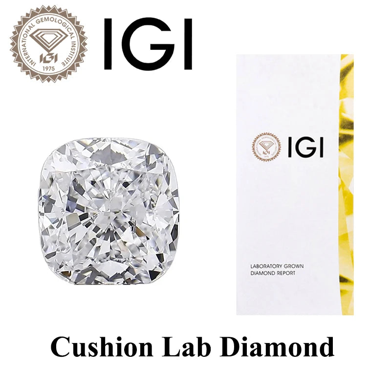IGI Lab Diamond 1-5CT DEF VS-VVS Pear Heart Emerald Radiant Cushion IGI GIA Certificate White Grown Stone