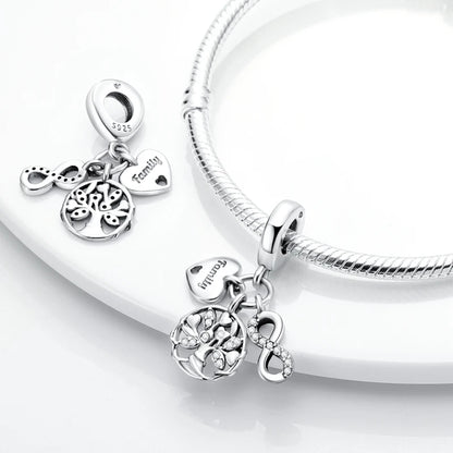 Hot Sale 925 Sterling Silve Charms Beads Forever Love Heart Sister Family Life Charms Dangle For Bracelet Woman Jewelry Gifts