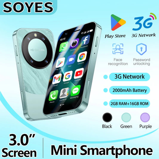 SOYES F8 Mini Smartphone 3.0inch Android 8.1 Dual SIM 3G Network Small Phone, 2GB RAM 16GB ROM, Children's Portable Student Gift