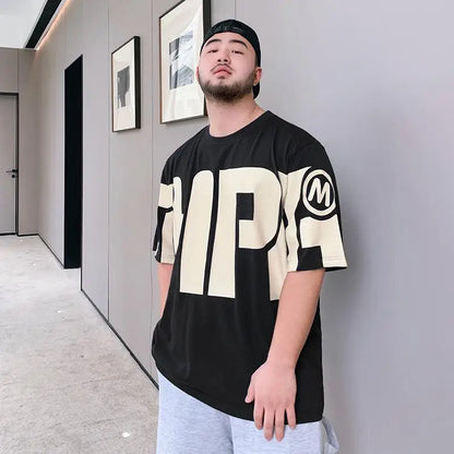 Men's Oversized Alphabet Print T-Shirt | 5XL