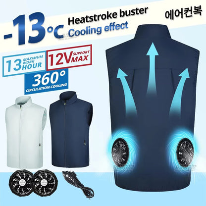 Wearable Cooling Fan Vest Air-Conditioned 13Hr