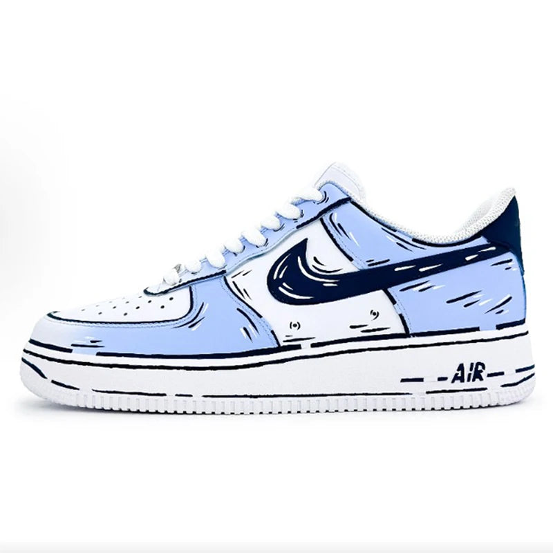 Custom Sneakers Nike Air Force 1 Romantic Dream Comic Style Messy Line Design Couple Matching Shoes Unisex  Skate Shoes