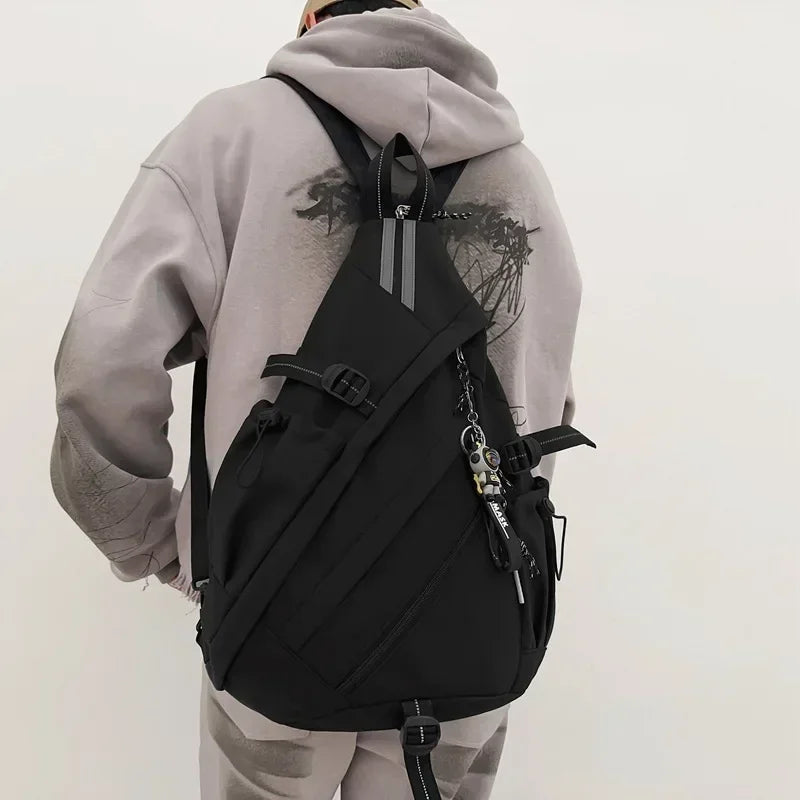 NEU Hip Hop Sport Motorrad Rucksack Männer Frauen Multifunktions Wasserdichte Reise Einzel Schulter Schultasche Crossbody Brusttaschen