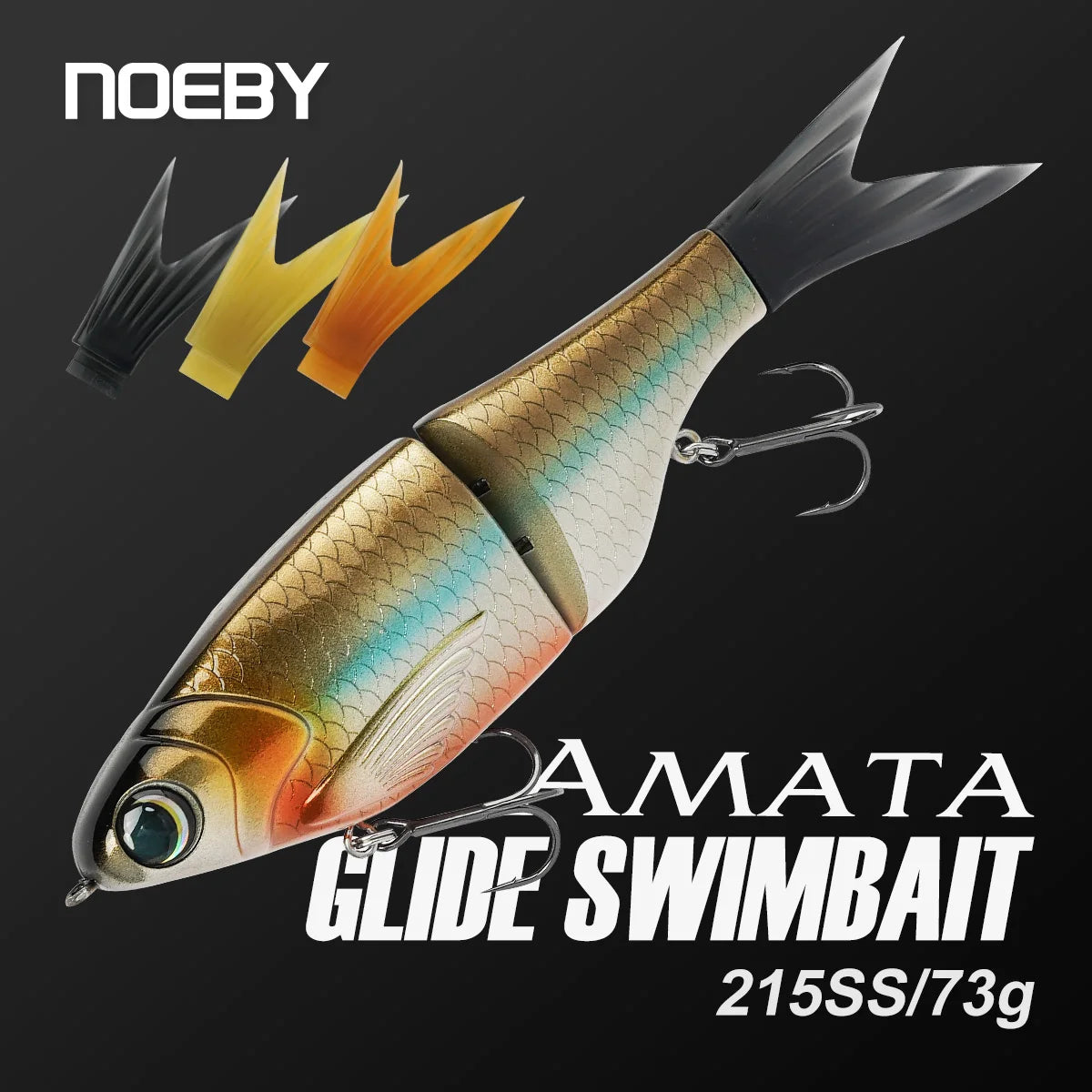 Noeby Amata Glide Swimbait Gummifisch 215mm 73g Langsam sinkende Silikon-Wobbler für Hecht Barsch Zander Glide Swimbait Angelköder