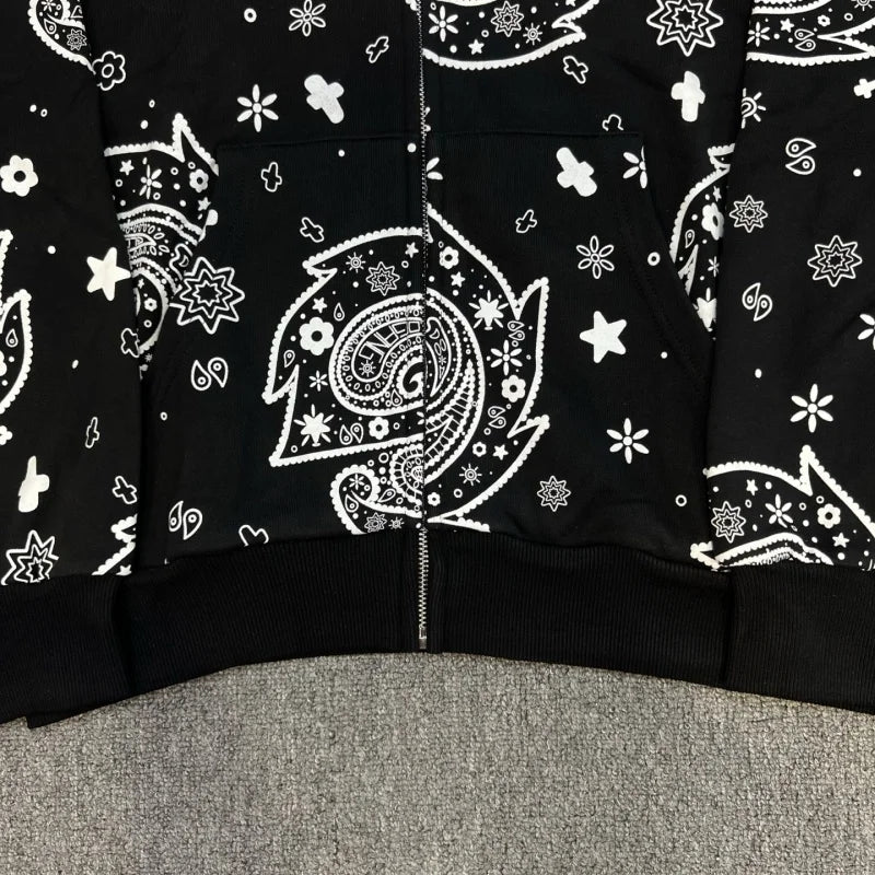 Designer Zipper Pullover Hoodie Oversized Fit Casual Sweater