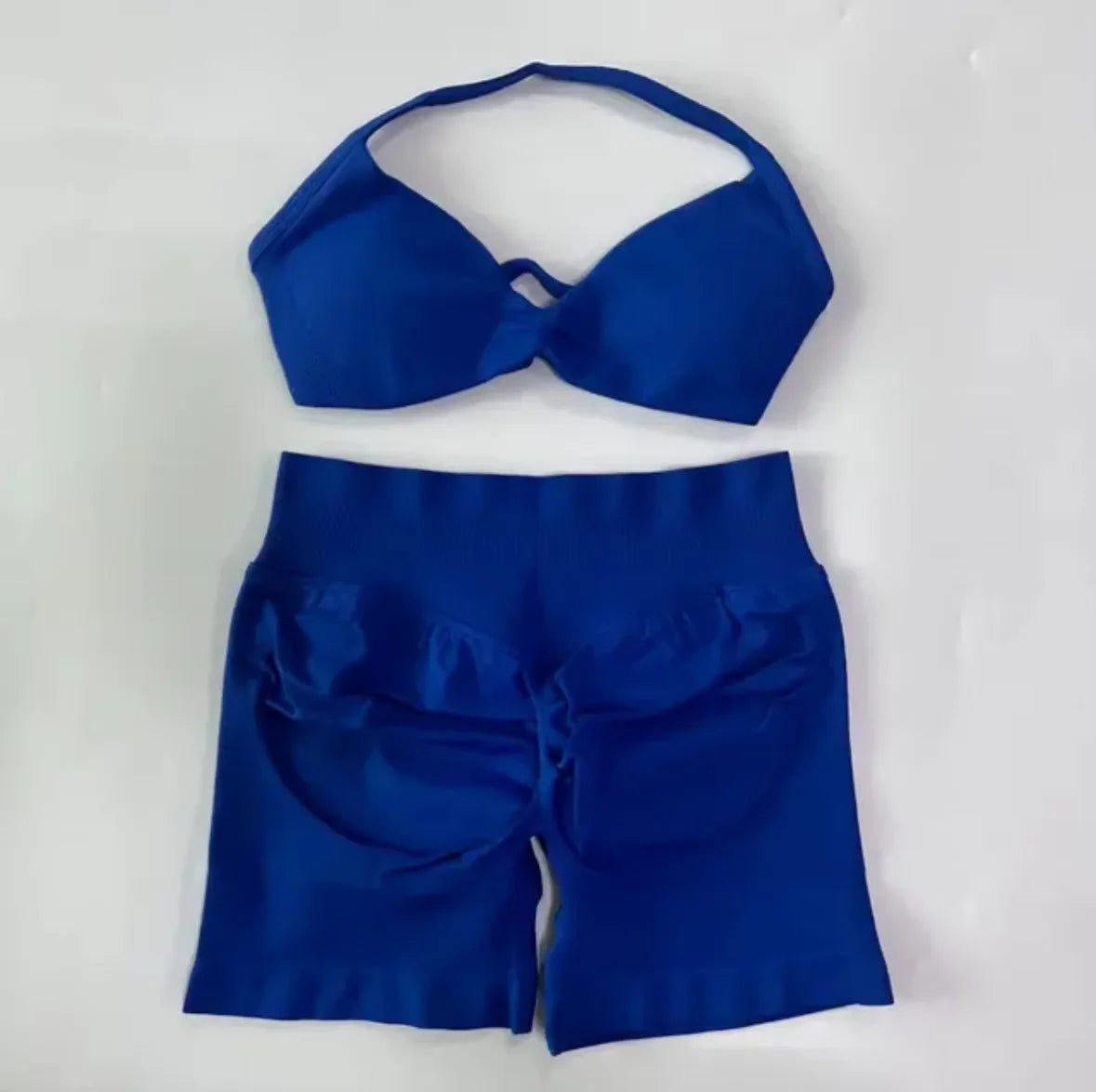 2Pcs Impacts Gym Set Tank Tops High Waist Scrunch Seamless Shorts Gym Suit Fitness Clothes Activewear Workout