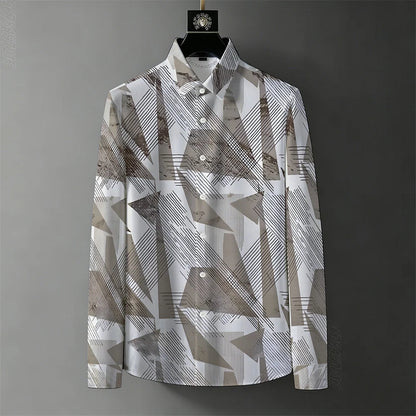 Teglex Men's Retro Graffiti Print Long Sleeve Shirt