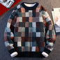 New Fashion Men Plaid Pullover Winter Sweaters Outwear Loose Casual Knitted Sweaters Male O-neck Pullovers Sweatercoats Size 4XL