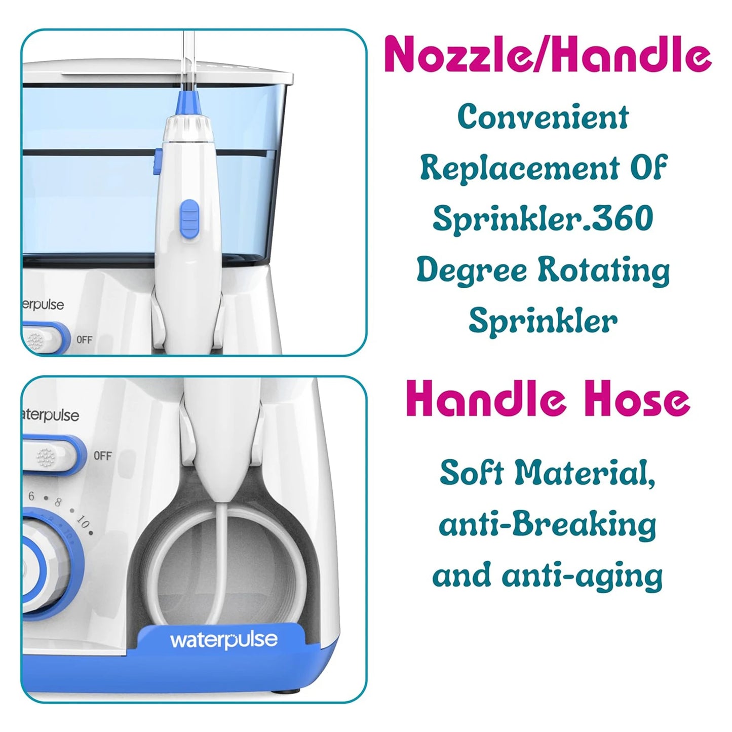 Waterpulse Electric Water Flosser Oral Irrigator — 800ml, 5 Tips