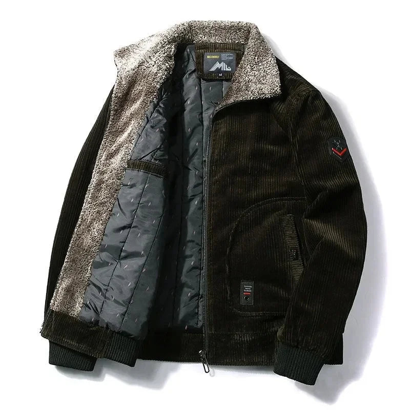 Winter Jacket Men Male Thermal Windbreaker Plus Size Men's Warm Winter Corduroy Jackets and Coats Fur Collar Casual Outwear