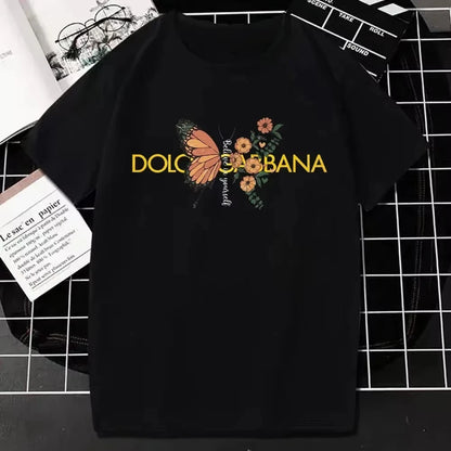Kaufen Sie modische T-Shirts, kurzärmelige T-Shirts mit Sommer-Buchstabenmuster, lockere und atmungsaktive Eltern-Kind-Freizeit-T-Shirts