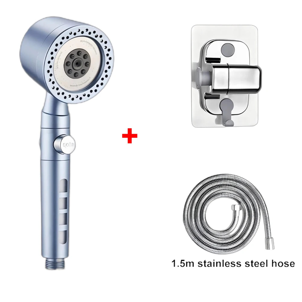 5 Modes Spray Water Saving Shower Head ABS Handheld Spa Showerheads Large Flow Portable Bathroom Filter Shower Faucet Nozzle Set