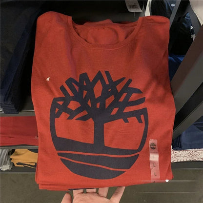 2025 Neue heiße Mode Sommer Herren Outdoor Klassisches Baumwoll bedrucktes Freizeit Multifunktions T-Shirt mit Baum-Logo und einfacher Passform