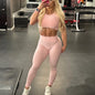2PCS Pad Yoga Set Sports Suit Gym Leggings Women Clothes Fitness Tracksuit Workout Short Sleeve Female Athletic Sportswear XP04