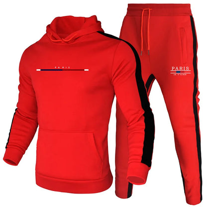 2025 Hot Sale Men Tracksuit Hoodie + Pants 2piece Autumn Training Sports Set Paris Printed Sweatshirt Sportswear Men's Clothes