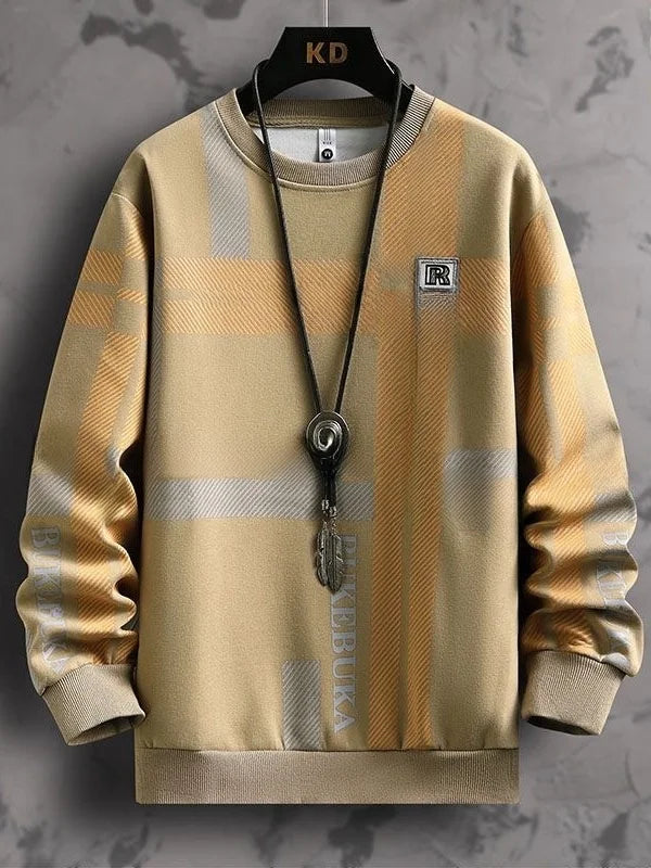 Loose Fit Long Sve round Ne Sweatirt Men's Heavyweight Basic T-irt Youth Casual Sle Spring Autumn Season Faion
