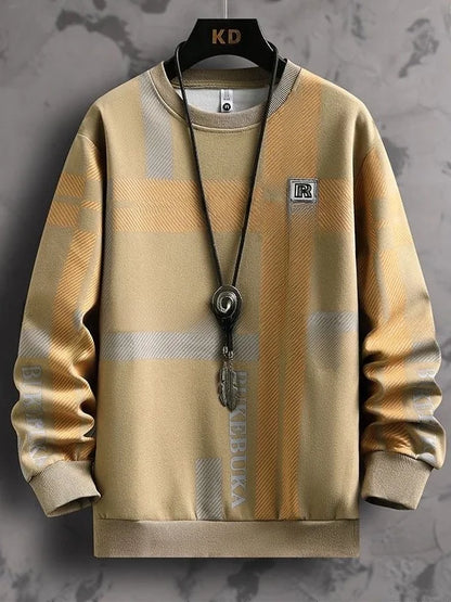 Loose Fit Long Sve round Ne Sweatirt Men's Heavyweight Basic T-irt Youth Casual Sle Spring Autumn Season Faion
