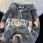 Mode Stickerei Reißverschluss Hoodies Damen Herbst Langarm Tops Locker Kapuzenpullover Kleidung Weiblicher Sweatshirt Jacke