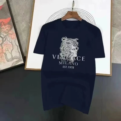 2026 Summer Men Sports T-Shirt Solid Fashion Print Jogging Breathable Cotton Tee Harajuku O-Neck Short Sleeve Tops Clothing Tee