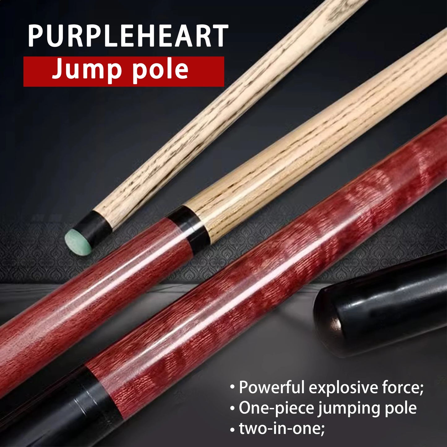 Red Wood Jump Break Pool Cue 13.5mm – 1/3 Split Pro