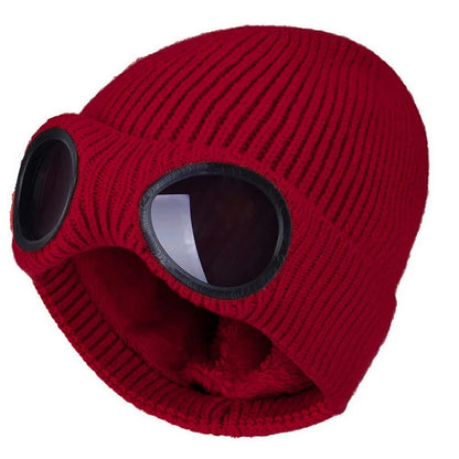 Mode Hut mit Brille Damen Winter Solid Casual Beanie Strick Koreanisch Gestrickt Orange Schwarz Kopfwärmer Mütze