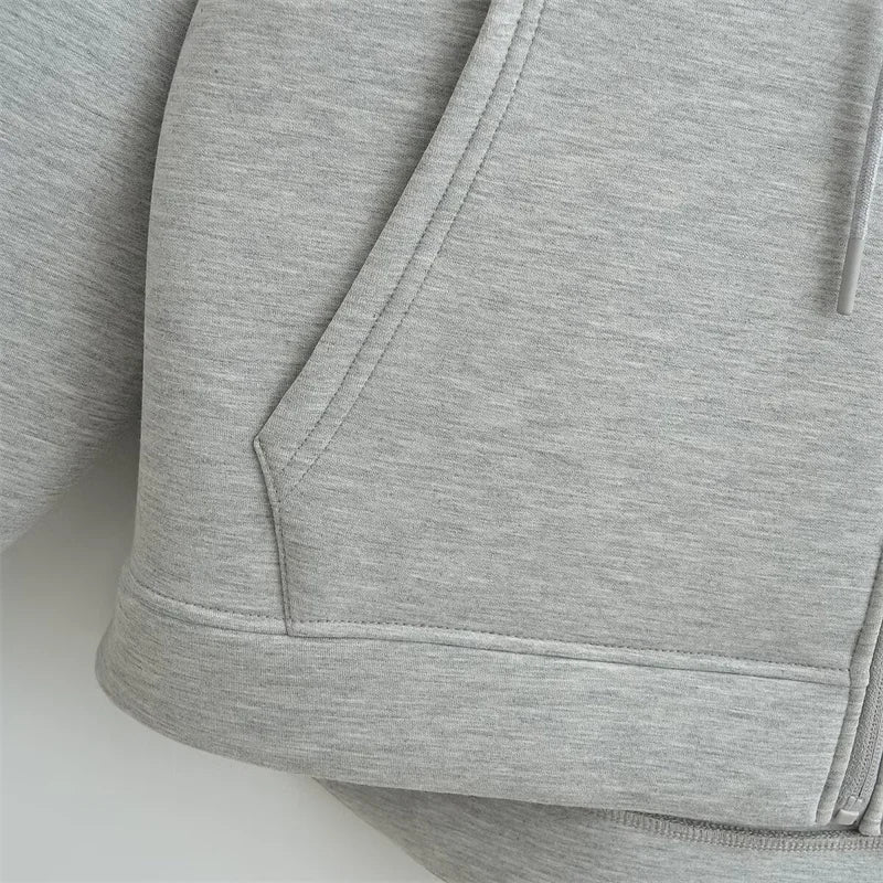 Winter Women's Zipper Hoodie High Street Unisex style Double Pockets Oversize Loose Sweatshirts Outerwear Top