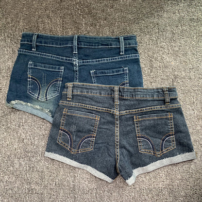 Women's Low Waist Denim Shorts | Embroidery Slim Fit