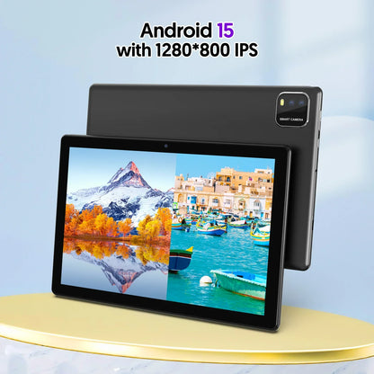 BAKEN 10-Zoll Android 15 Tablet, Quad-Core-Prozessor, 12 GB (3+9 Erweiterung) RAM + 64 GB Speicher, 5G WiFi, 1280*800 Dual-Kameras