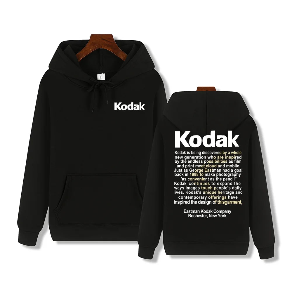 Kodak Print Fashion Men‘s Sportswear Autumn Winter Daily Street Casual Comfortable Loose Sports Hoodie