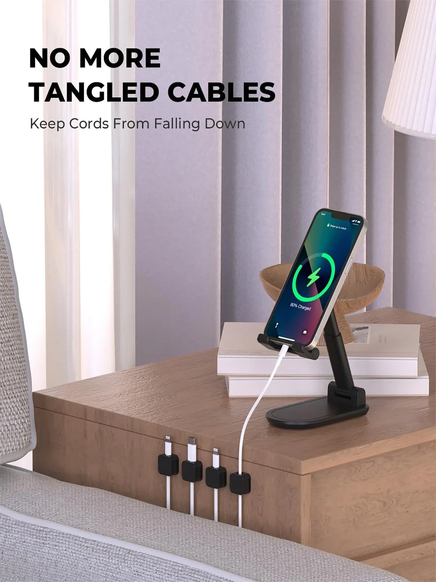 Strong Adhesive Cable Clips - Under Desk Cord Holder