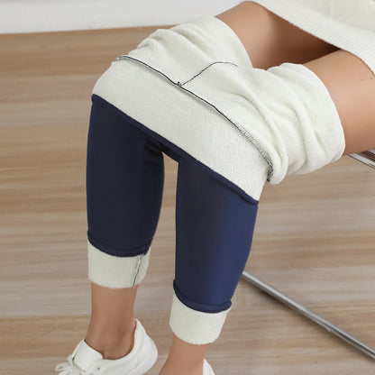 Autumn Winter Warm Fleece Women Leggings Velvet Thicken High Waist Tights Elastic Slim Solid Color Leggings Prevent Cold Tights