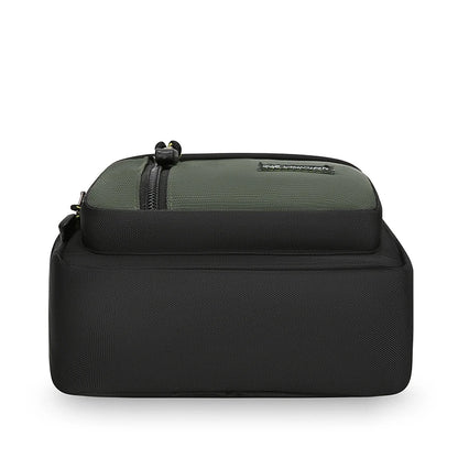 Black travel case with a green interior on a white background