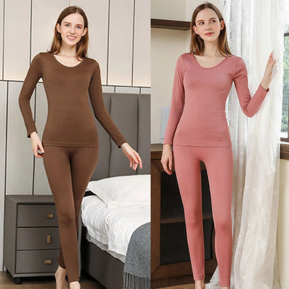 1 Set Warme Thermo-Unterwäsche Sexy Damen Intimate Long Johns Frauen Geformte Sets Weibliche Mittelkragen Thermische Formende Kleidung