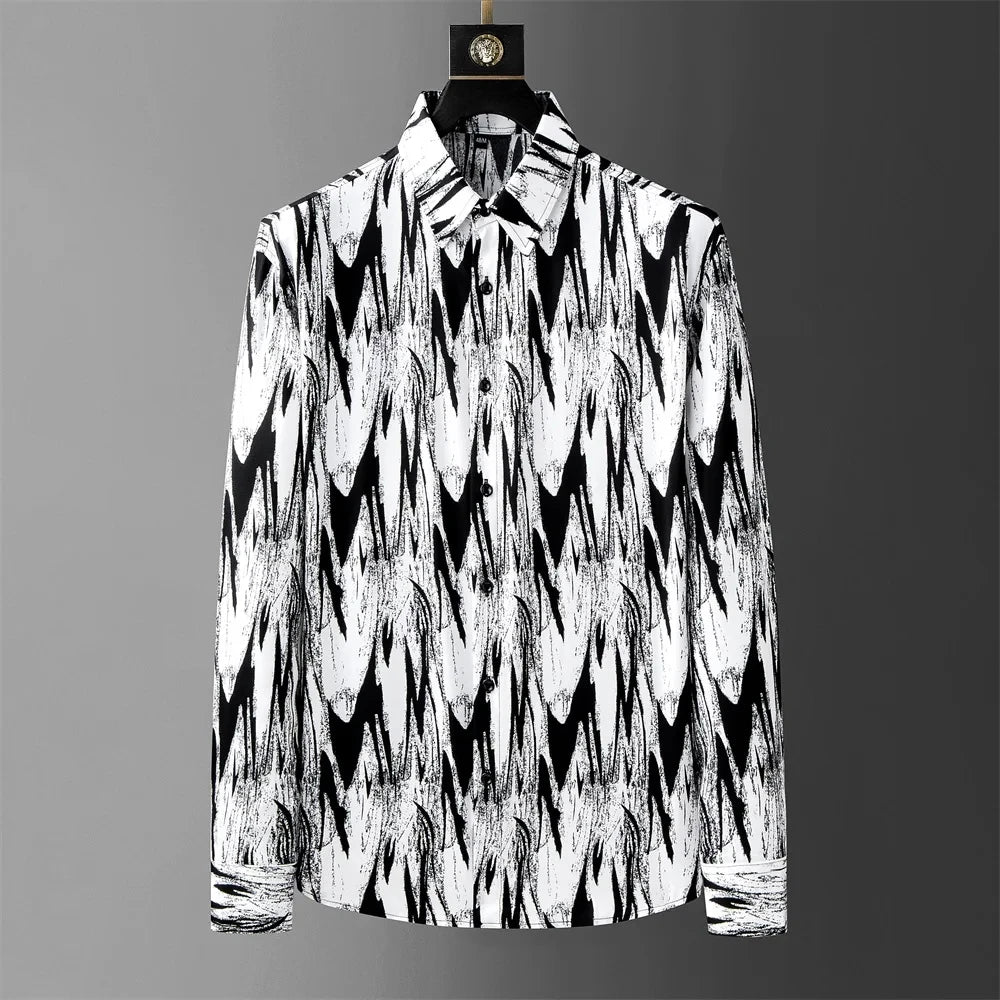 Men's Luxury Print Long Sleeve Casual Shirt