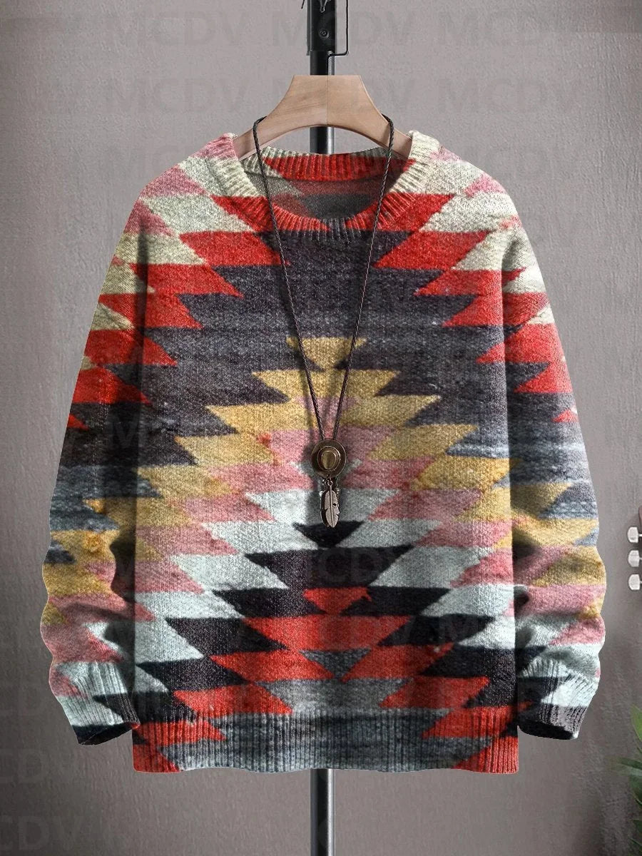 Vintage-Strickpullover mit Musterdruck für Damen und Herren