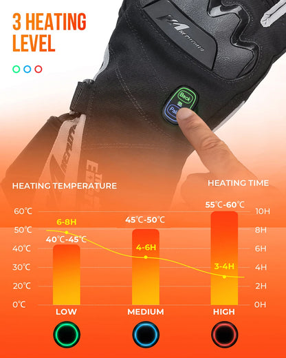 Motorcycle Heated Gloves Touch Screen Winter Warm Skiing Gloves Waterproof Rechargeable Heating Thermal Gloves For Snowmobile