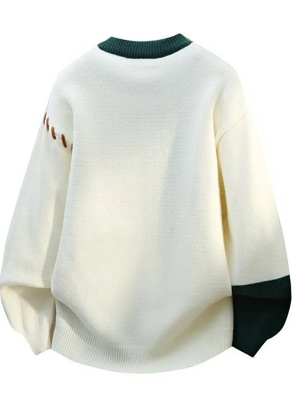 Men's Knitted Sweater Casual Loose Winter Faion Personali Design Geometric Pattern Long Sve Crew ...
