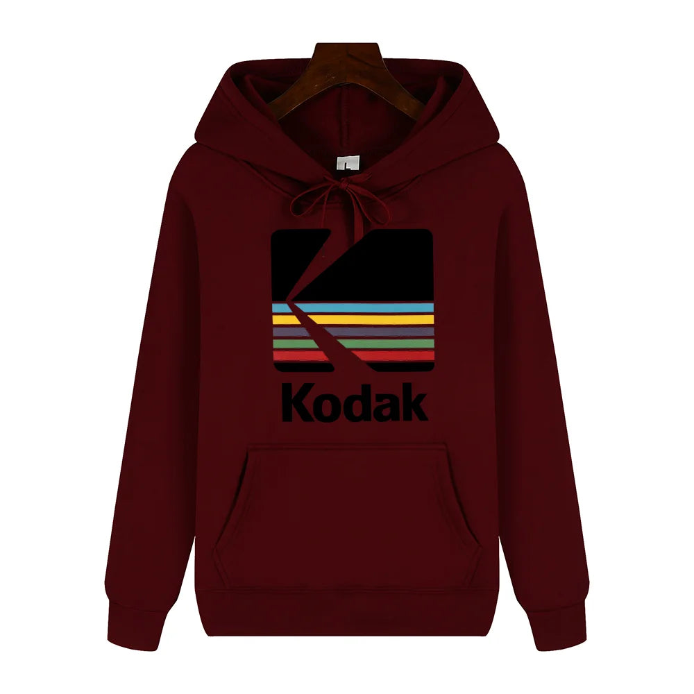 Kodak Brand Fashion Retro Y2K Print Autumn and Winter Men Sports Hoodie Outdoor Casual Casual Comfortable Street Jacket Clothing